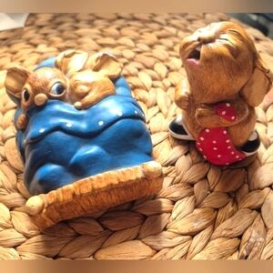 Vintage "Barney" Rabbit And "Twins" Pendelfin Hand Painted Stonecraft England UK